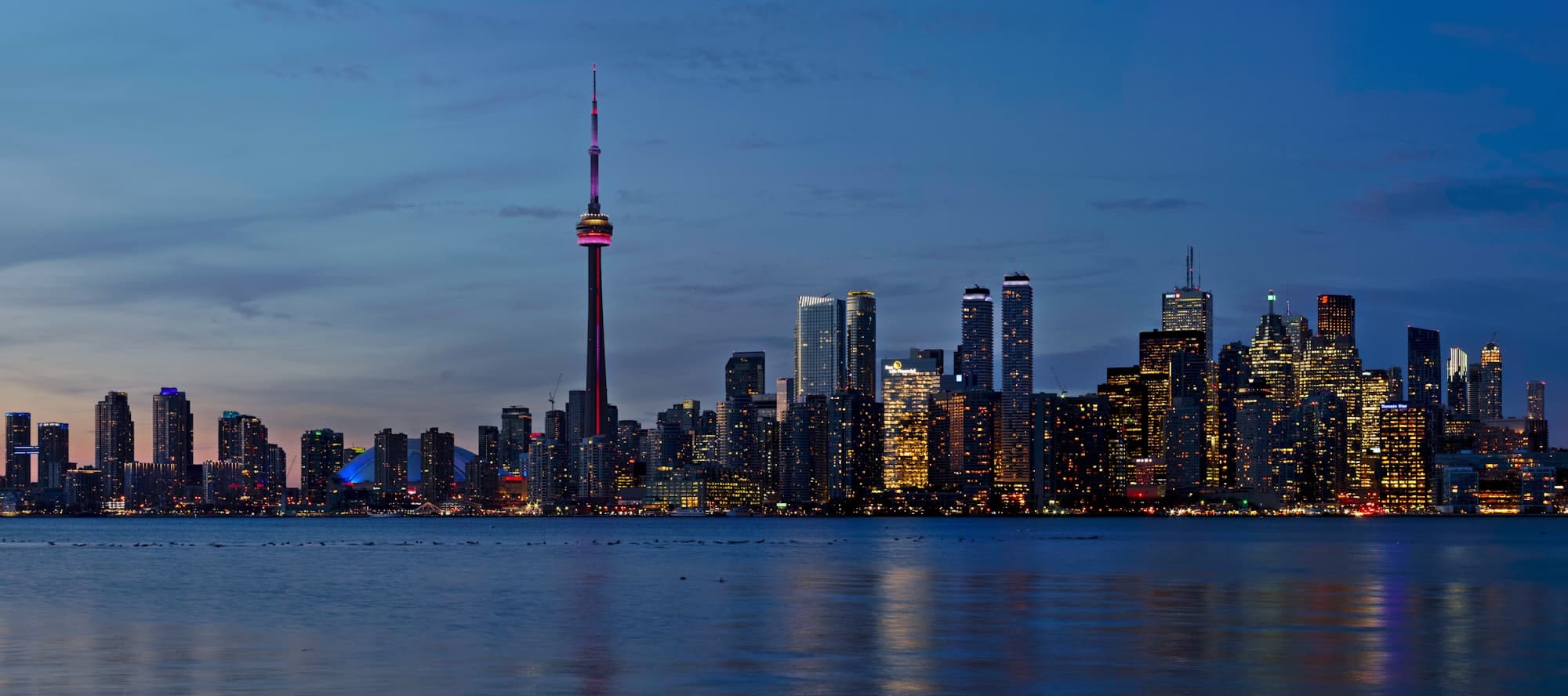 The Toronto skyline at dusk